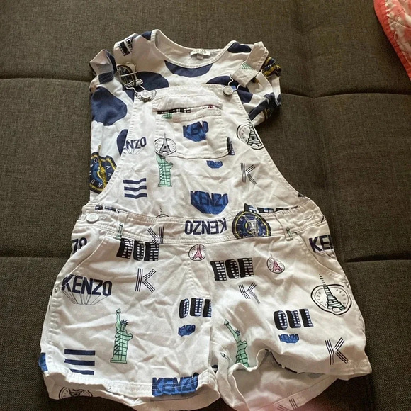 Kenzo Kids Girls Printed Dungarees and top size 10​​ - Picture 2 of 4